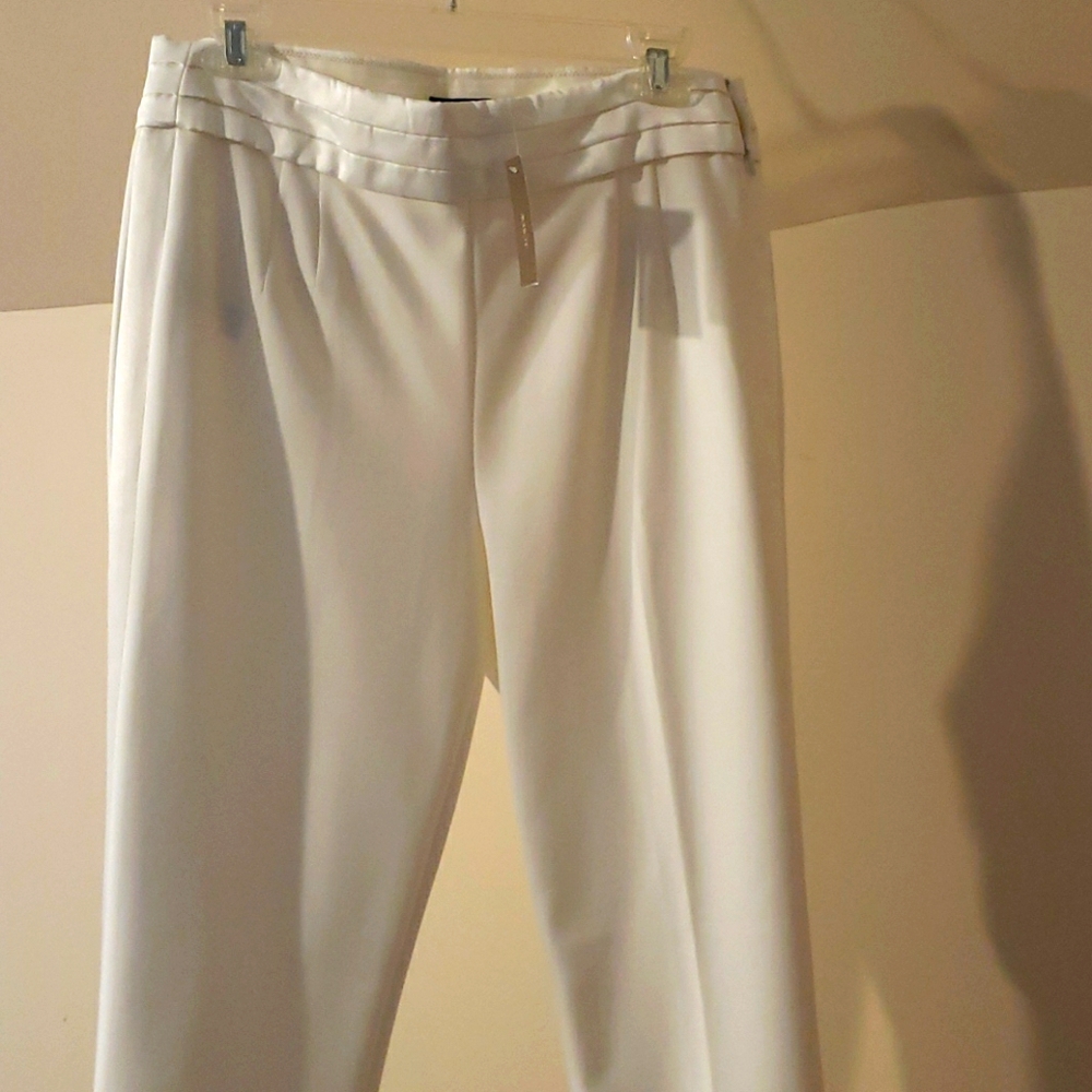 NWT ivory jcrew satin stripped side zipper pants